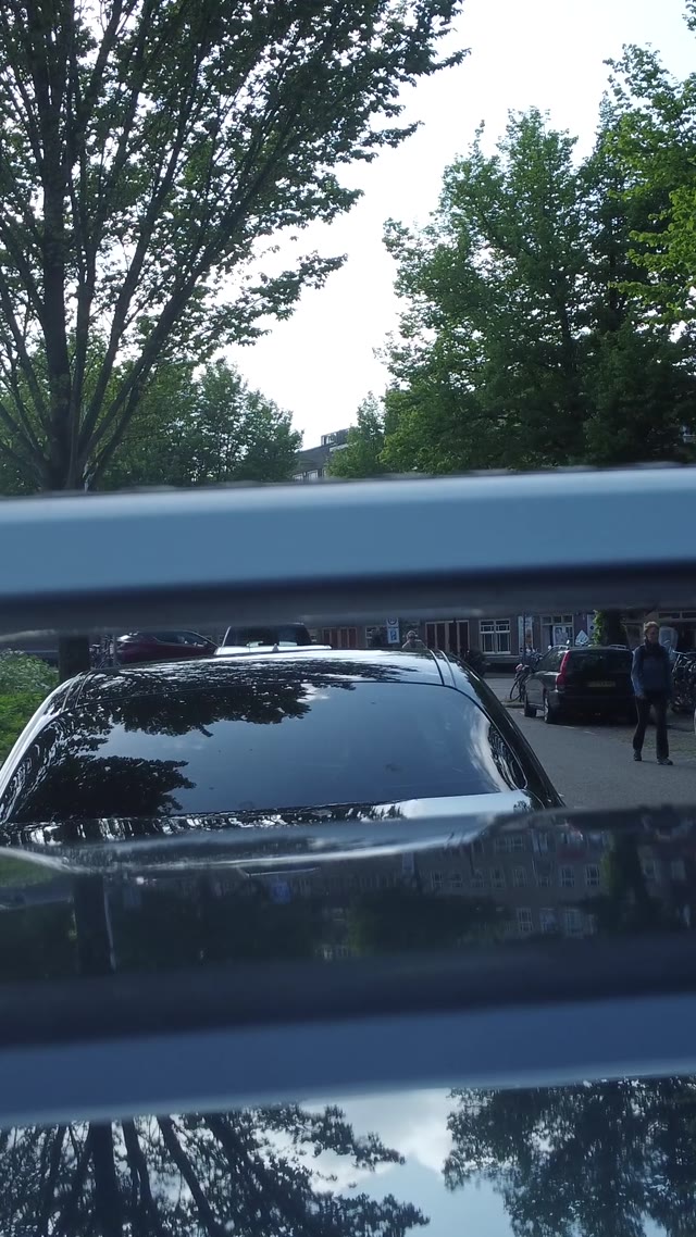 driving through street · urban street with trees