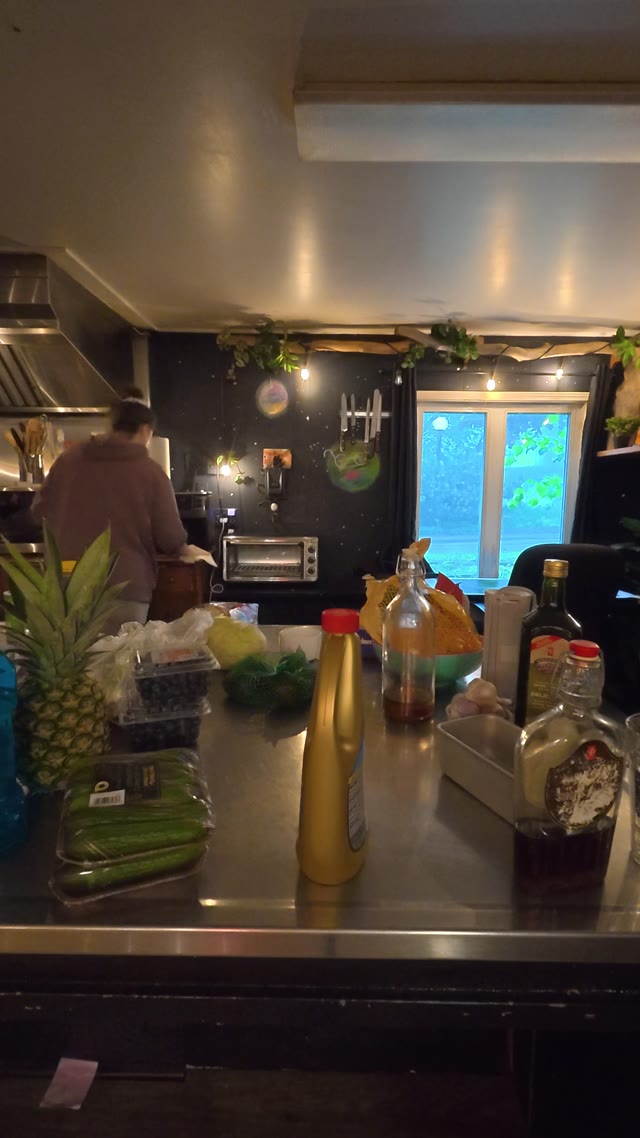 cooking preparation · kitchen with plants